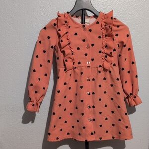 btween Peach Dress with Heart Patterns